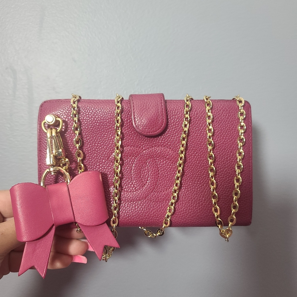 CHANEL Caviar Magenta Pink Kisslock Wallet - Picture 2 of 9
